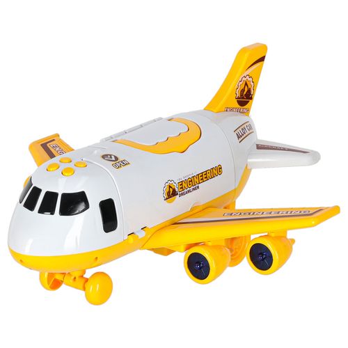 Transporter Samolot Rozkładany z Autami + 3 Auta Pojazdy Budowlane Światła na Arena.pl