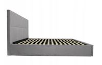 Łóżko tapicerowane 160x200 Quadro pojemnik stelaż wysoki zagłówek szare