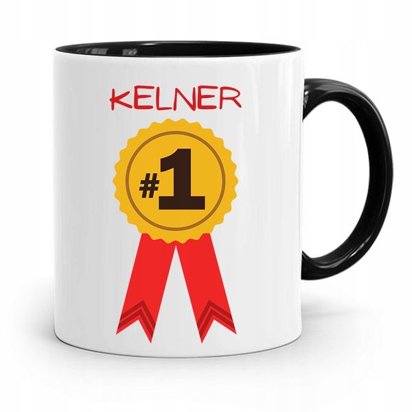 Dla Kelnera Kubek Czarny Kelner Numer Jeden Z Nadrukiem Ze Zdjęciem zdjęcie 1