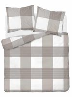 Pościel flanelowa 220x200cm. Flanela bawełniana gruba - kratka beżowa