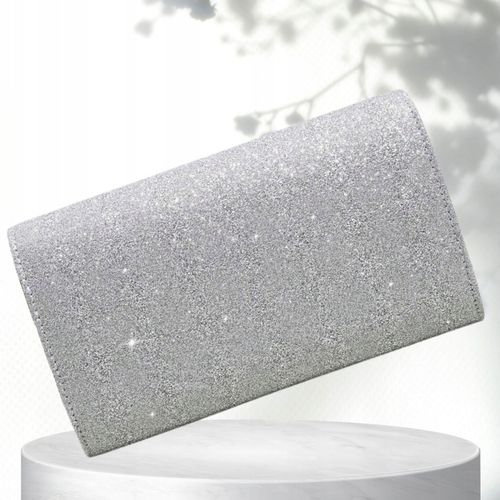 Srebrna Wieczorowa Torebka Kopertówka Błyszcząca na Ślub EFEKTOWNA Wizytowa na Arena.pl