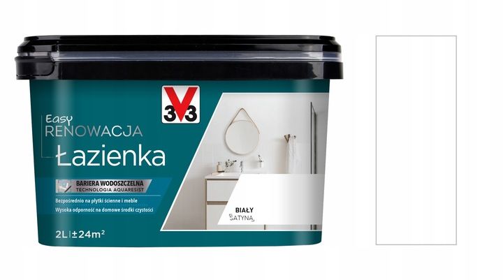 FARBA V33 EASY RENOWACJA ŁAZIENKA DO PŁYTEK BIAŁY 2L zdjęcie 1