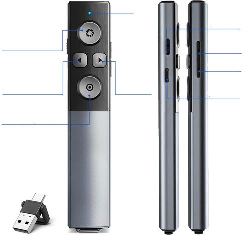 NIEKOMPLETNY Pilot do prezentacji 2w1 USB/Typ C bezprzewodowy prezenter na Arena.pl