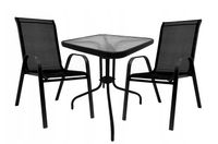 Zestaw mebli ogrodowych BERGAMO 60x60 cm stolik i krzesło 2os. czarny