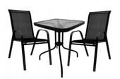 Zestaw mebli ogrodowych BERGAMO 60x60 cm stolik i krzesło 2os. czarny