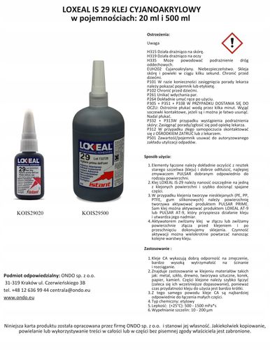 KLEJ CYJANOAKRYLOWY LOXEAL 29 DO METALU GUMY PLASTIKU KOLOR CZARNY 20 g na Arena.pl