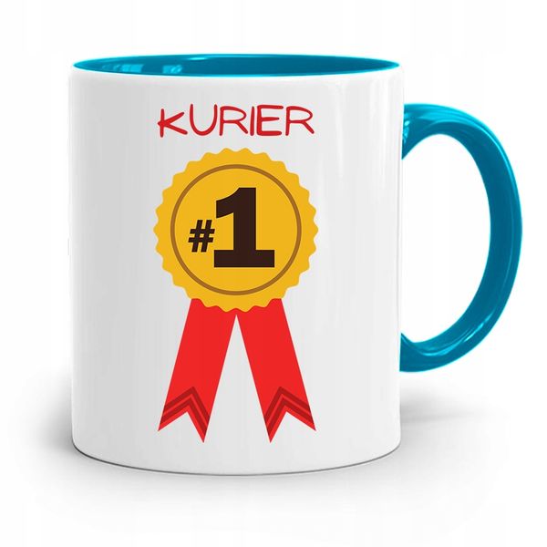 Kubek Błękitny Dla Kuriera Numer Jeden Prezent Z Nadrukiem Ze Zdjęciem zdjęcie 1