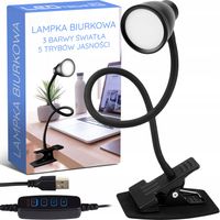LAMPKA LED NOCNA BIURKOWA METALOWY KLIPS 5W lampa biurko szkolna