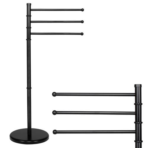 Wieszak łazienkowy na ręczniki 3-ramienny wys. 86 cm obrotowy czarny na Arena.pl