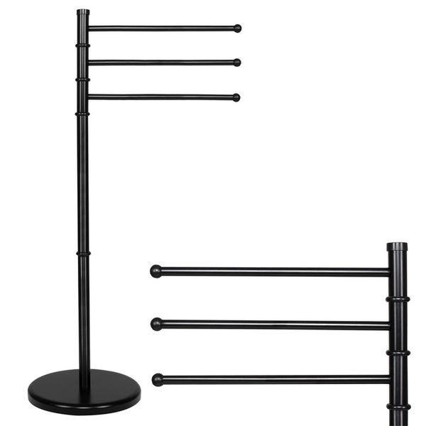 Wieszak łazienkowy na ręczniki 3-ramienny wys. 86 cm obrotowy czarny zdjęcie 1