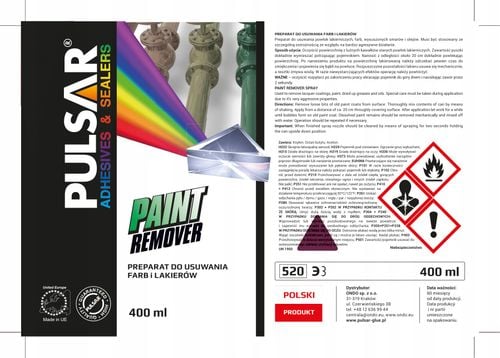 ZMYWACZ LAKIERU SPRAY PULSAR PAINT REMOVER USUWANIE FARB I POWŁOK 400 ml na Arena.pl