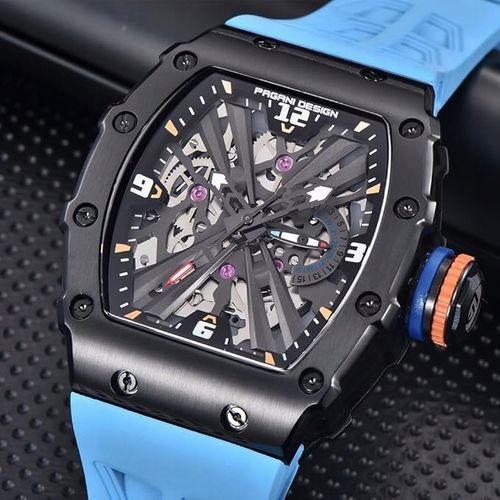 ZEGAREK MĘSKI PAGANI NIEBIESKI KWARCOWY SZKŁO SZAFIROWE ANALOGOWY PD-1738 na Arena.pl