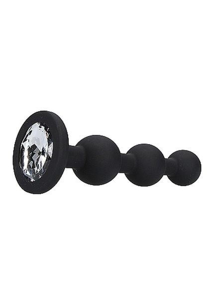 Silicone Beaded Diamond Butt Plug - Black zdjęcie 5