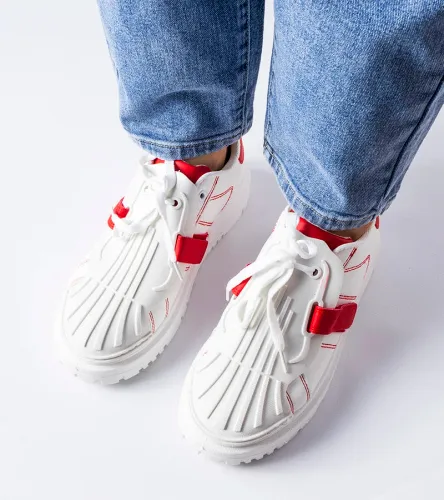 Biało-czerwone sneakersy na platformie Binet 37 na Arena.pl