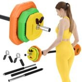 SZTANGA Z OBCIĄŻENIEM BITUMICZNYM ZESTAW GRYF SKŁADANA TRENING SIŁOWY 20 KG