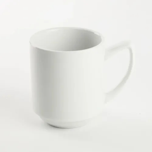 KUBEK PORCELANOWY RYFLOWANY BIAŁY 320ML UNIWERSALNY Z UCHEM NA KAWE HERBATE na Arena.pl