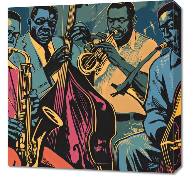Obraz 60x60cm Jazzmani w Gazie zdjęcie 1