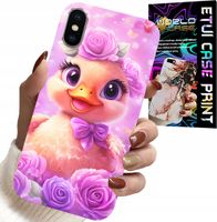 ETUI DO IPHONE X / XS - SŁODKA KACZUCHA, KACZKA NA RÓŻOWYM TLE