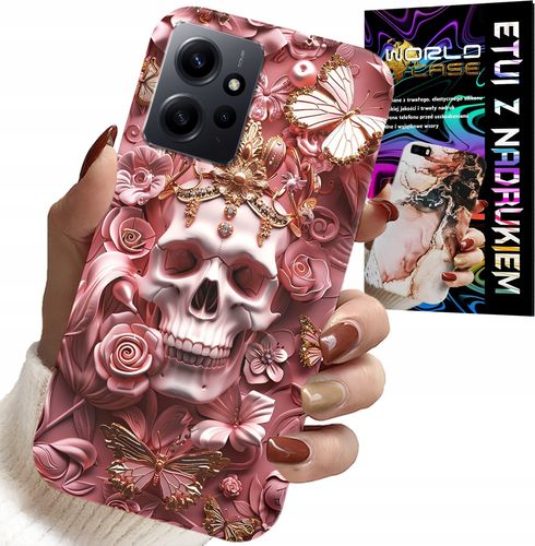 ETUI DO XIAOMI NOTE 12 4G - KOBIECE, MODNE WZORY, CZASZKA W RÓŻE na Arena.pl