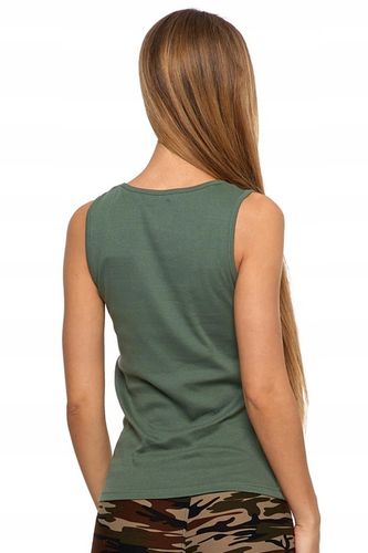 TANK TOP DAMSKI Dopasowany Koszulka Gładka Na Ramiączkach Khaki MORAJ XL na Arena.pl