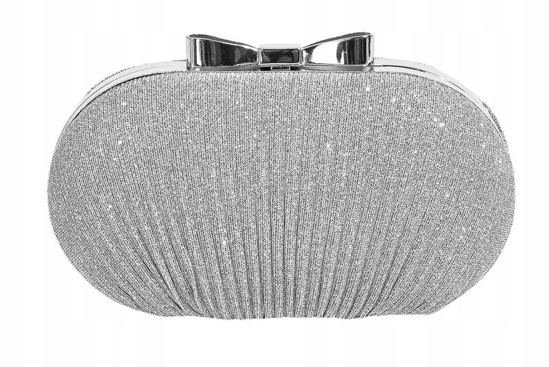 Srebrna Torebka Wieczorowa Kopertówka Wizytowa zdjęcie 8