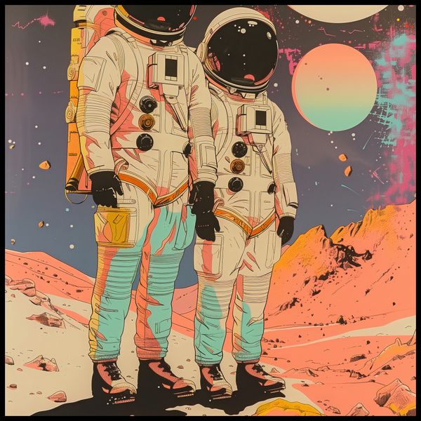 Plakat 80x80cm Astrounauci Kosmonauci zdjęcie 2