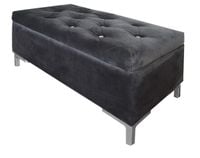 Pufa kryształki pikowana tapicerowana Glamour szara ze schowkiem