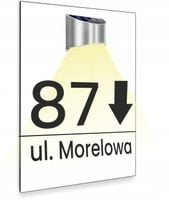 biała TABLICZKA lampka solarna ADRESOWA numer domu nierdzewna dibond 30x20