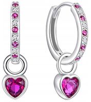 Kolczyki srebrne wiszące serce kolczyki srebrne dla dziewczynki kółka koła