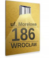 złota TABLICZKA ADRESOWA numer domu dibond lampka solarna nierdzewna 30x20