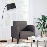 Sofa Fotel z Podłokietnikami Szary 54 cm Skóra ekologiczna