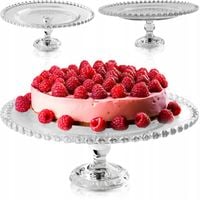 PATERA SZKLANA Z NÓŻKĄ AMORA 27,5CM NA CIASTO DESER SERY DO SERWOWANIA DUŻA