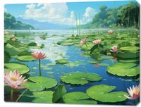 Obraz 90x70cm Sielankowy Staw Lilii