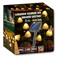 GIRLANDA SOLARNA OGRODOWA WBIJANA LED 12GRZYB Lampy Lampki Solarne Ogrodowe