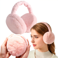 NAUSZNIKI ZIMOWE NA USZY PLUSZOWE CIEPŁE FUTERKO REGULOWANE SKŁADANE RÓŻOWE