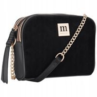 Torebka Listonoszka MONNARI Czarna na Ramię ZAMSZ LOGO