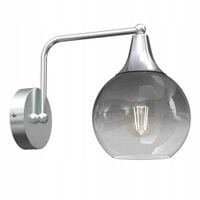 Lampa ścienna MONTE Srebrny Szklany Klosz 1xE27 Kinkiet do Pokoju do Salonu