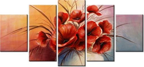 70CM 150CM OBRAZ 5 ELEM MAKOWA KOMPOZYCJA ŚCIENNY na Arena.pl