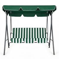 HUŚTAWKA OGRODOWA 3-OSOBOWA STALOWA MULTIGARDEN ZIELONO-BIAŁA