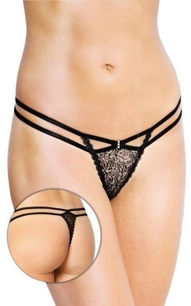 Ozdobne Czarne Stringi Damskie 2450 Soft Line S/M zdjęcie 1