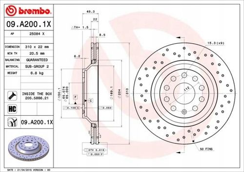 TARCZA HAM TYL 310X22 V XTRA BREMBO na Arena.pl