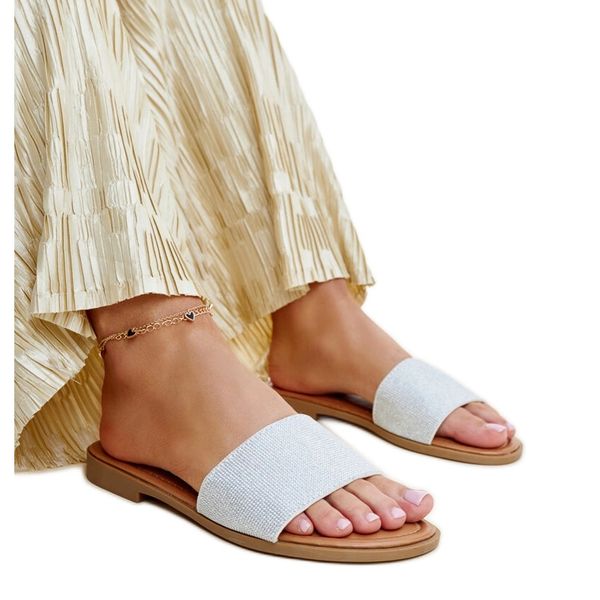 Srebrne błyszczące klapki r.37 zdjęcie 1