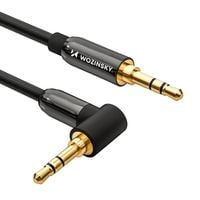 kabel aux kątowy męski-męski kabel mini jack 2m czarny