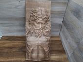 Obraz drewniany Jezus na krzyżu popiersie prezent na ślub rękodzieło 44cm