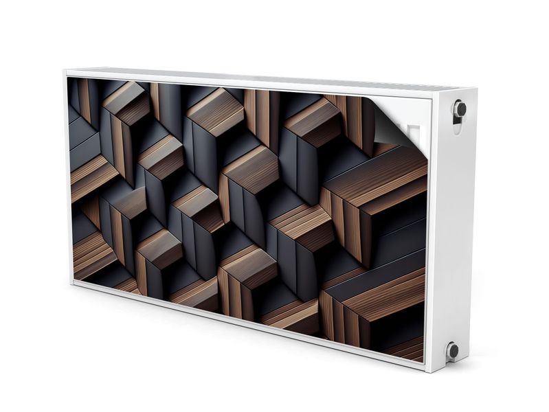 Mata MAGNETYCZNA Na Kaloryfer Drewno Abstrakcja Efekt 3D 90cm x 60cm zdjęcie 2