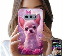 ETUI DO SAMSUNG GALAXY S10E - SŁODKA CHIHUAHUA NA RÓŻOWYM TLE KWIATAMI