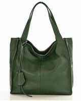 Modna torebka damska skórzany shopper bag - MARCO MAZZINI Portofino Max ciemny zielony