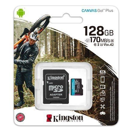 Kingston microSD Canvas Go! Plus 128 GB, MicroSD, Flash memory class 10, SD Adapter na Arena.pl
