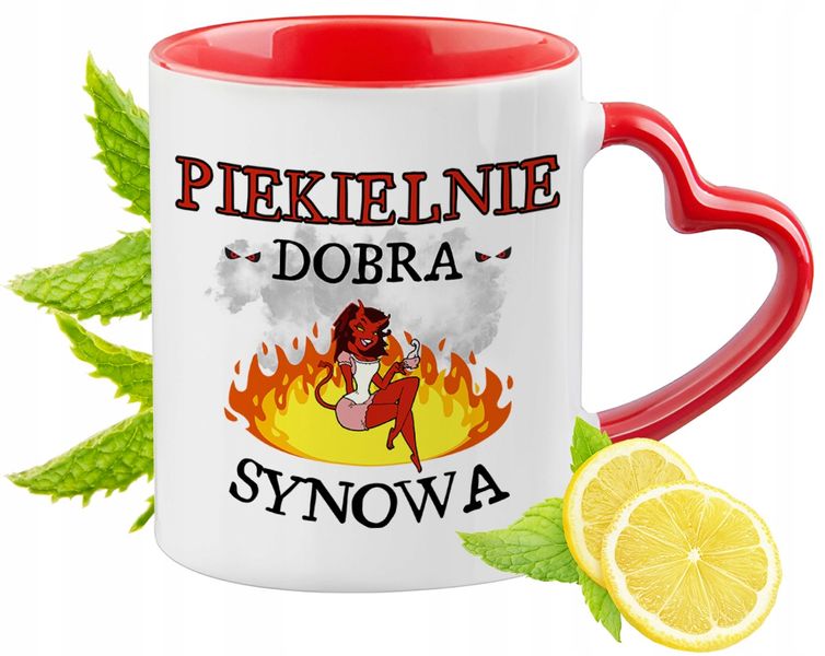 Dla Synowej Kubek Czerwony Z Uszkiem W Kształcie Serca Na Prezent zdjęcie 1