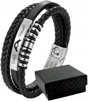 Bransoletka OJCA syna męska skórzana KOLUSZKA srebrne z grawerem PREZENT